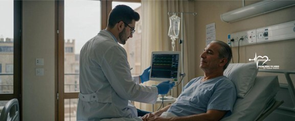 ECG showing prolonged QTc in hypothermia